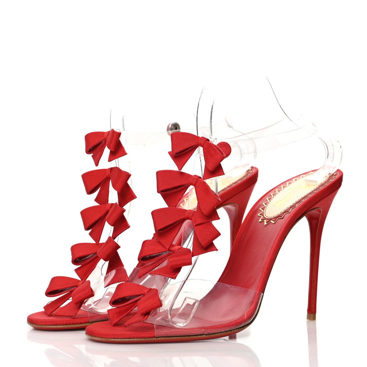 Christian Louboutin Grossgrain PVC Bow Bow 20th Anniversary 100 Pumps 41 Red 3 of 7