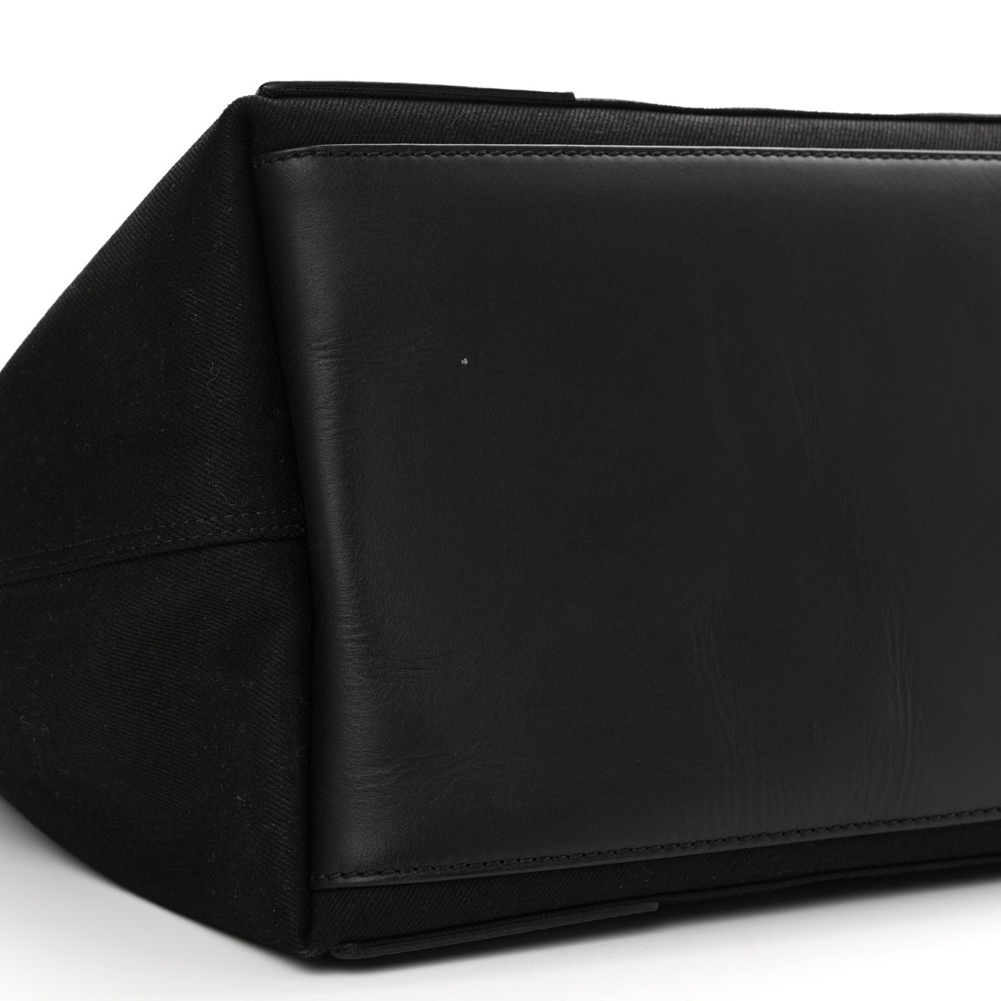Cotton Canvas Calfskin M Navy Cabas Black White