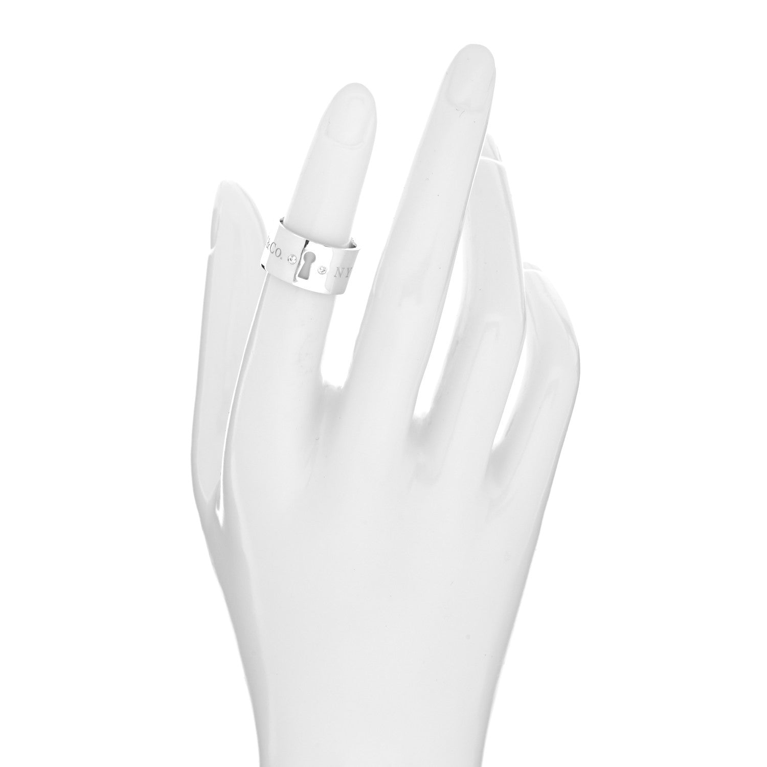 Tiffany Sterling Silver Diamond Wide Locks Band Ring 47 4 2 of 4