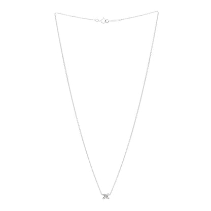 Tiffany 18K White Gold Diamond Mini Cross Stitch Pendant Necklace 3 of 4