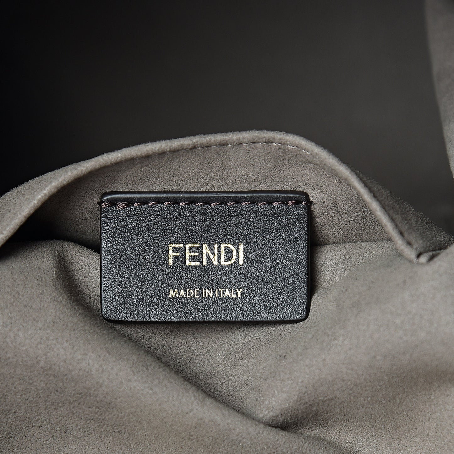Glazed Fabric Vitello Grace F is Fendi FF 1974 Stamp Patch Grande Mon Tresor Bucket Bag Mogano Panna Nocciola