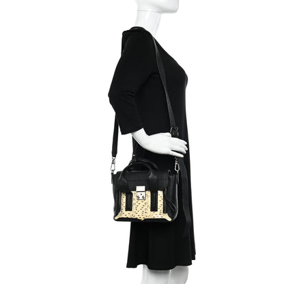 3.1 Phillip Lim Textured Calfskin Elaphe Snakeskin Mini Pashli Satchel Natural Black 2 of 10