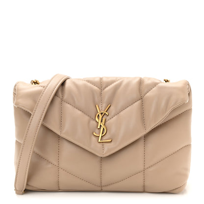 Saint Laurent Lambskin Quilted Toy Loulou Puffer Monogram Chain Satchel Nude Powder 1 of 8