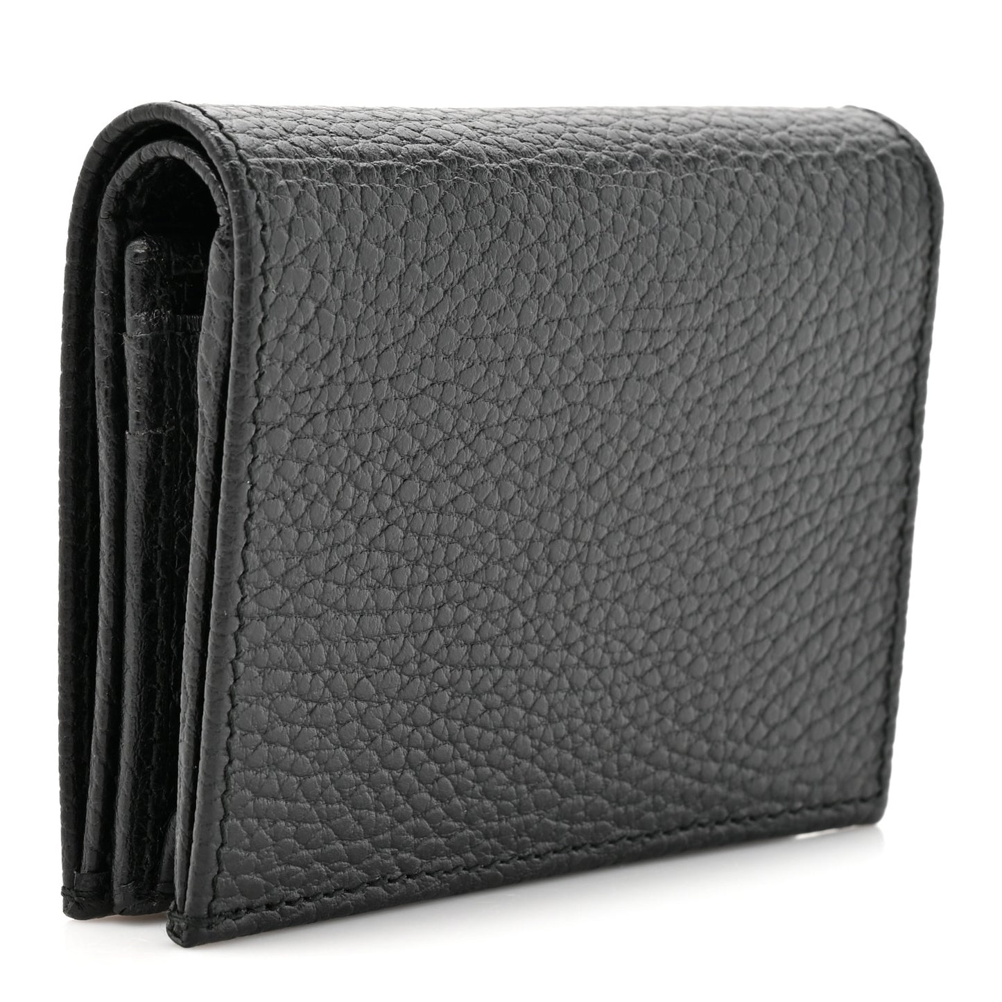 Pebbled Calfskin GG Marmont Card Case Black