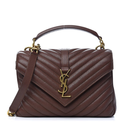 Saint Laurent Calfskin Matelasse Chevron Monogram Medium College Bag Brandy Old 1 of 9