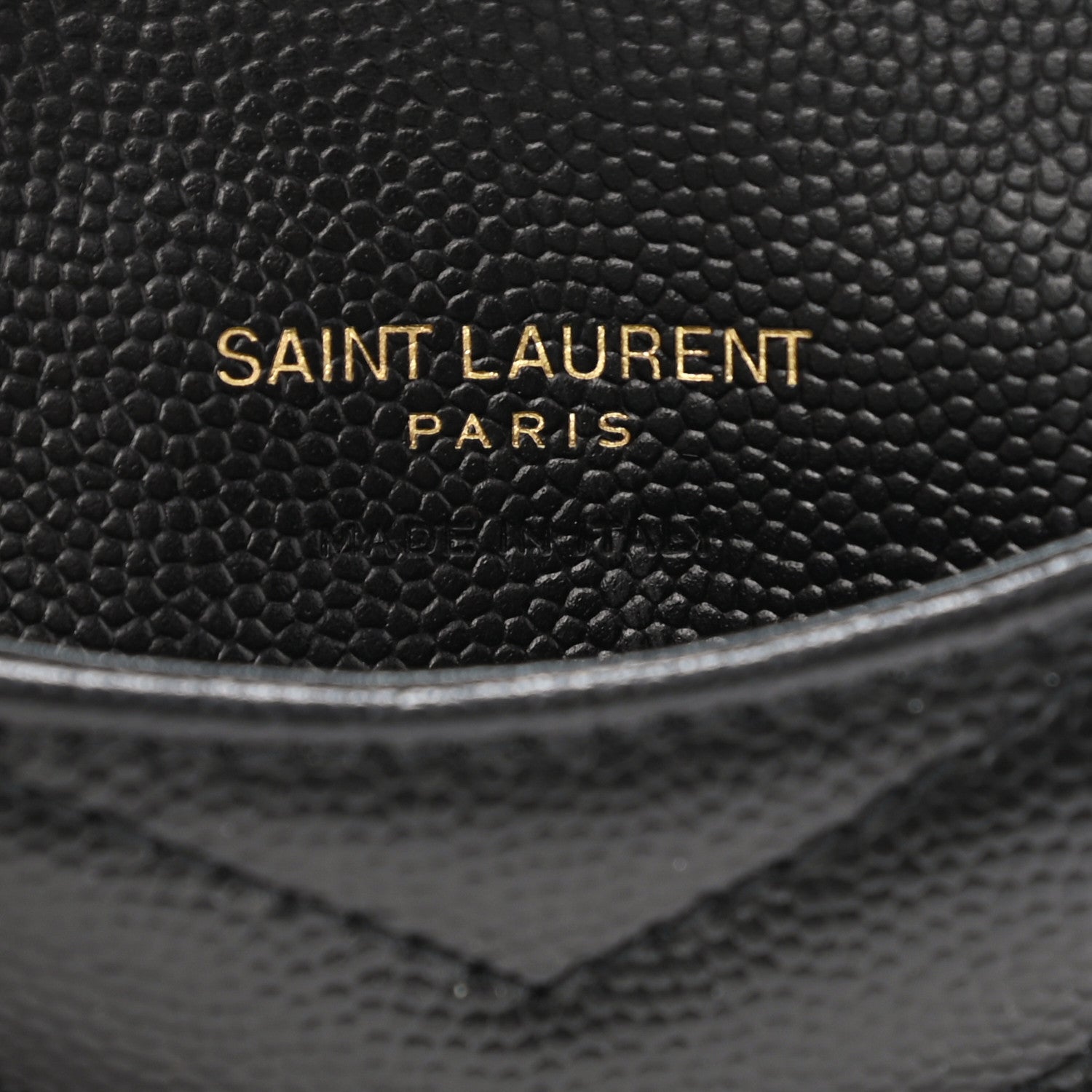 Saint Laurent Grain De Poudre Matelasse Chevron Monogram Compact Wallet Black 6 of 6