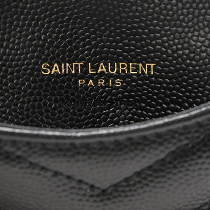 Saint Laurent Grain De Poudre Matelasse Chevron Monogram Compact Wallet Black 6 of 6