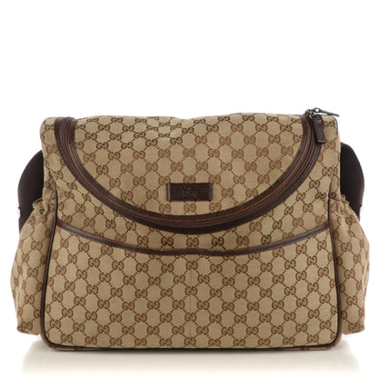 Gucci Monogram Natural Pigskin Large Diaper Bag Beige Ebony Cocoa Dark Chocolate 1 of 7