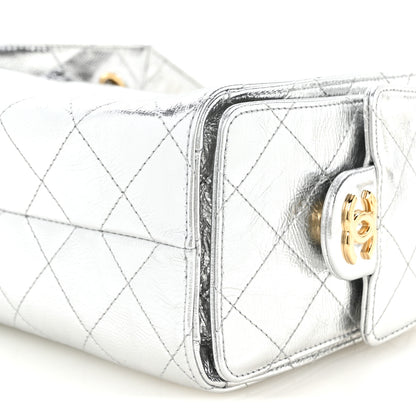 Chanel Metallic Aged Calfskin Quilted Mini Chanel 25 Handbag Silver 10 of 11