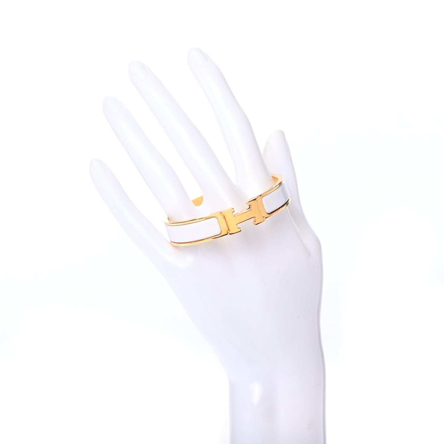Enamel Narrow Clic Clac H Bracelet PM White