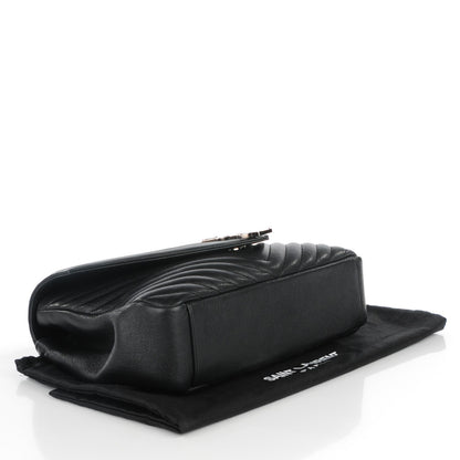 Saint Laurent Sheepskin Matelasse Chevron Monogram Large College Satchel Black 4 of 8