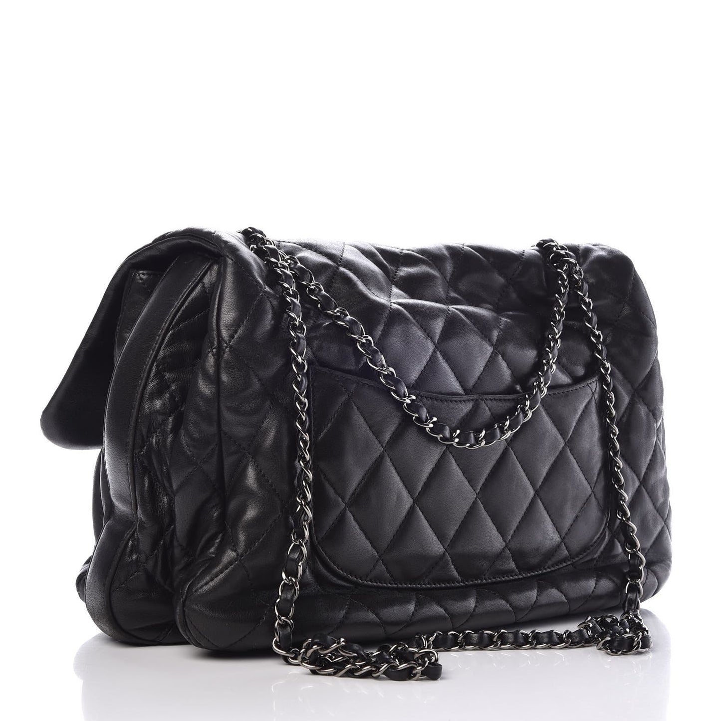 Lambskin Quilted 3 Maxi Flap Bag Black