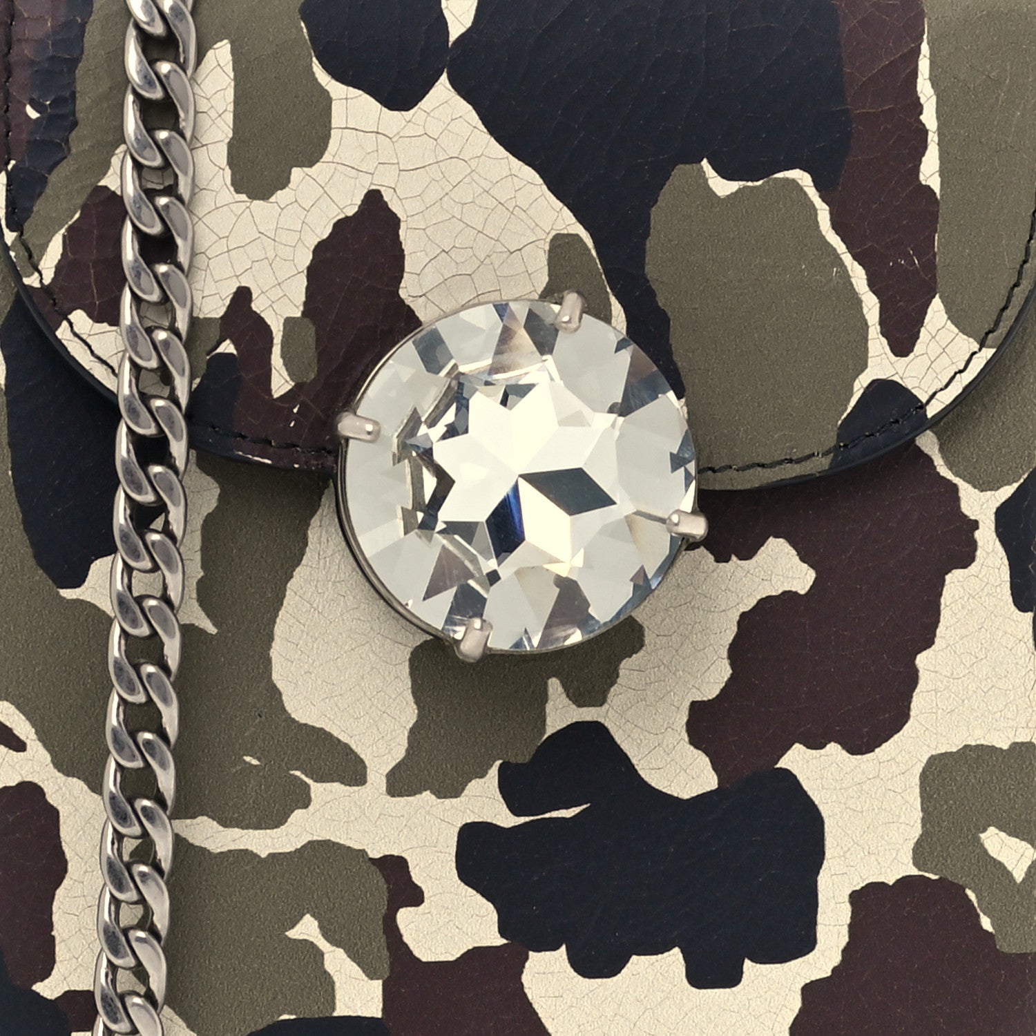 Miu Miu Calfskin Crystal Embellished Camouflage Chain Crossbody Bag 7 of 9