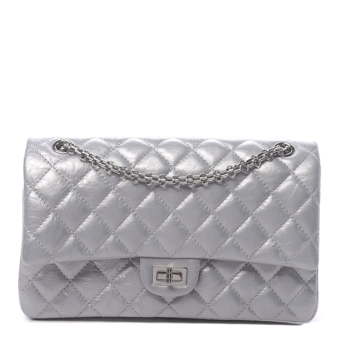 Metallic Aged Calfskin Quilted 2.55 Reissue 226 Flap Silver