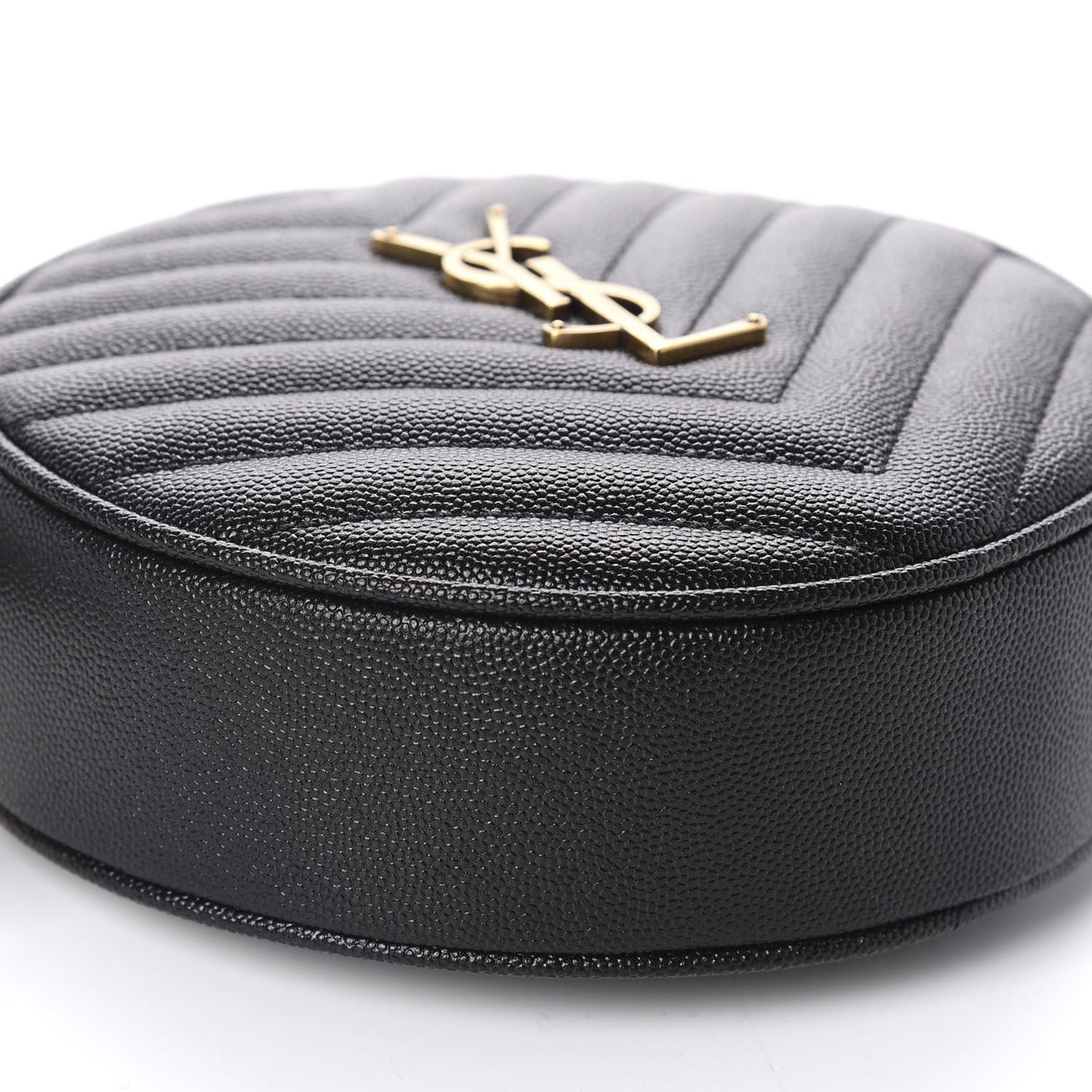 Grain De Poudre Matelasse Chevron Quilted Round Vinyle Camera Bag Black
