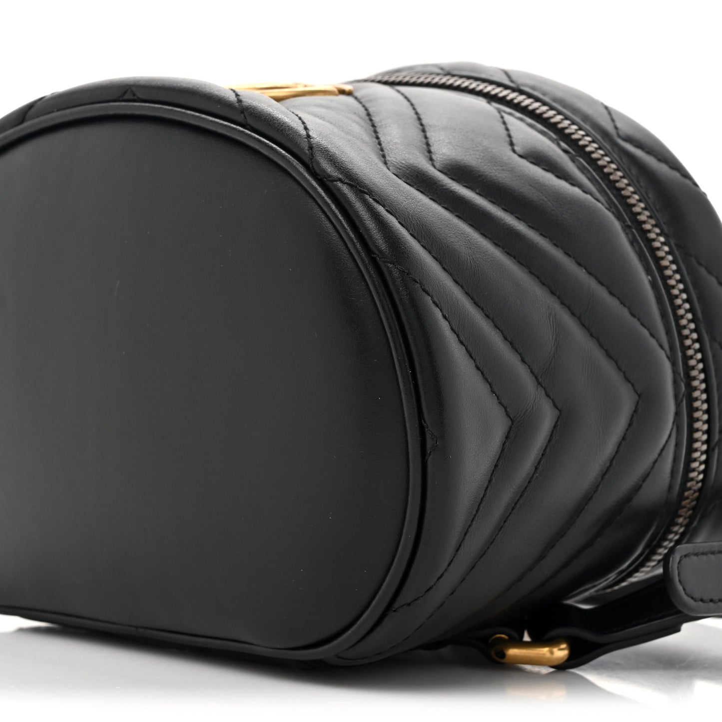 Calfskin Matelasse Mini GG Marmont Round Backpack Black