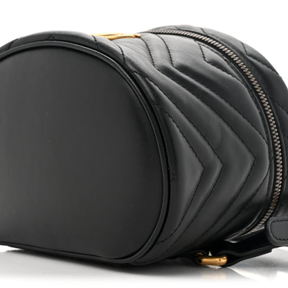 Gucci Calfskin Matelasse Mini GG Marmont Round Backpack Black 9 of 11