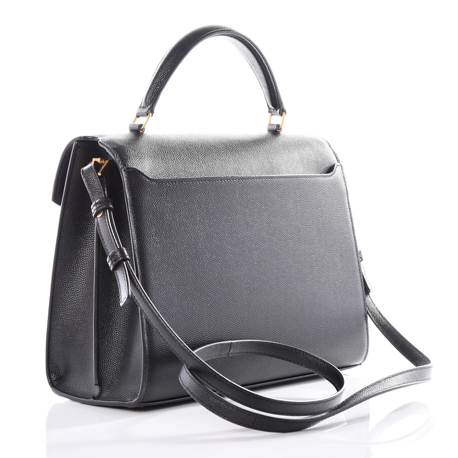Saint Laurent Grain de Poudre Medium Classic Monogram Cassandra Top Handle Black Rouge Legion 2 of 12