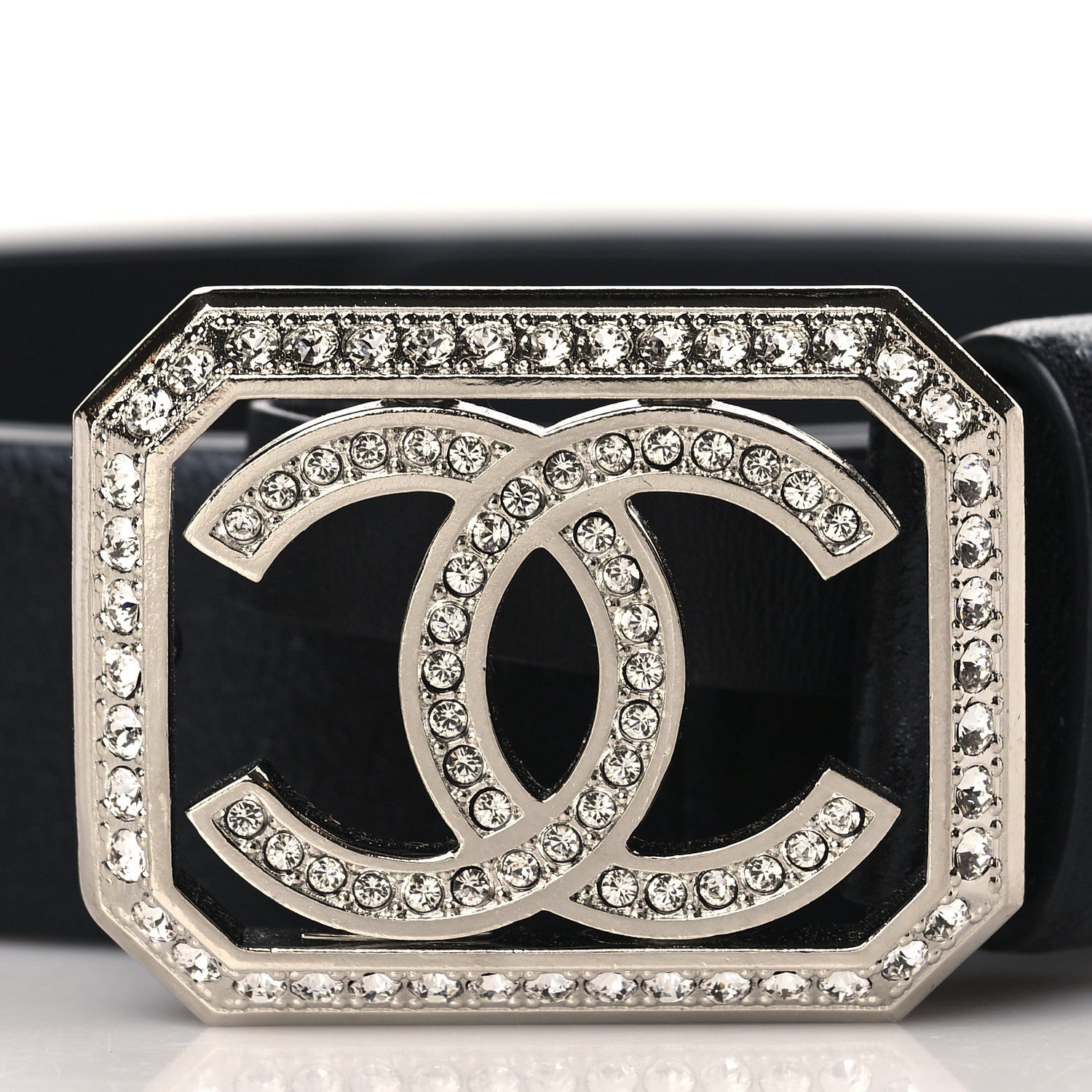Chanel Calfskin Crystal CC Vendome Belt 85 34 Black 2 of 6