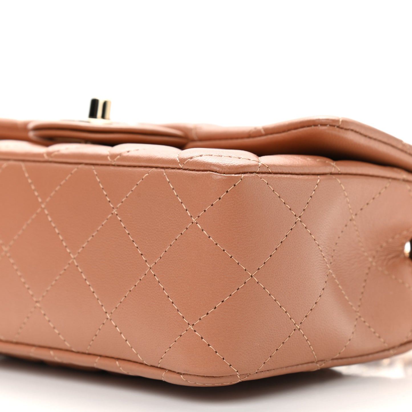 Lambskin Quilted Mini Rectangular Flap Brown