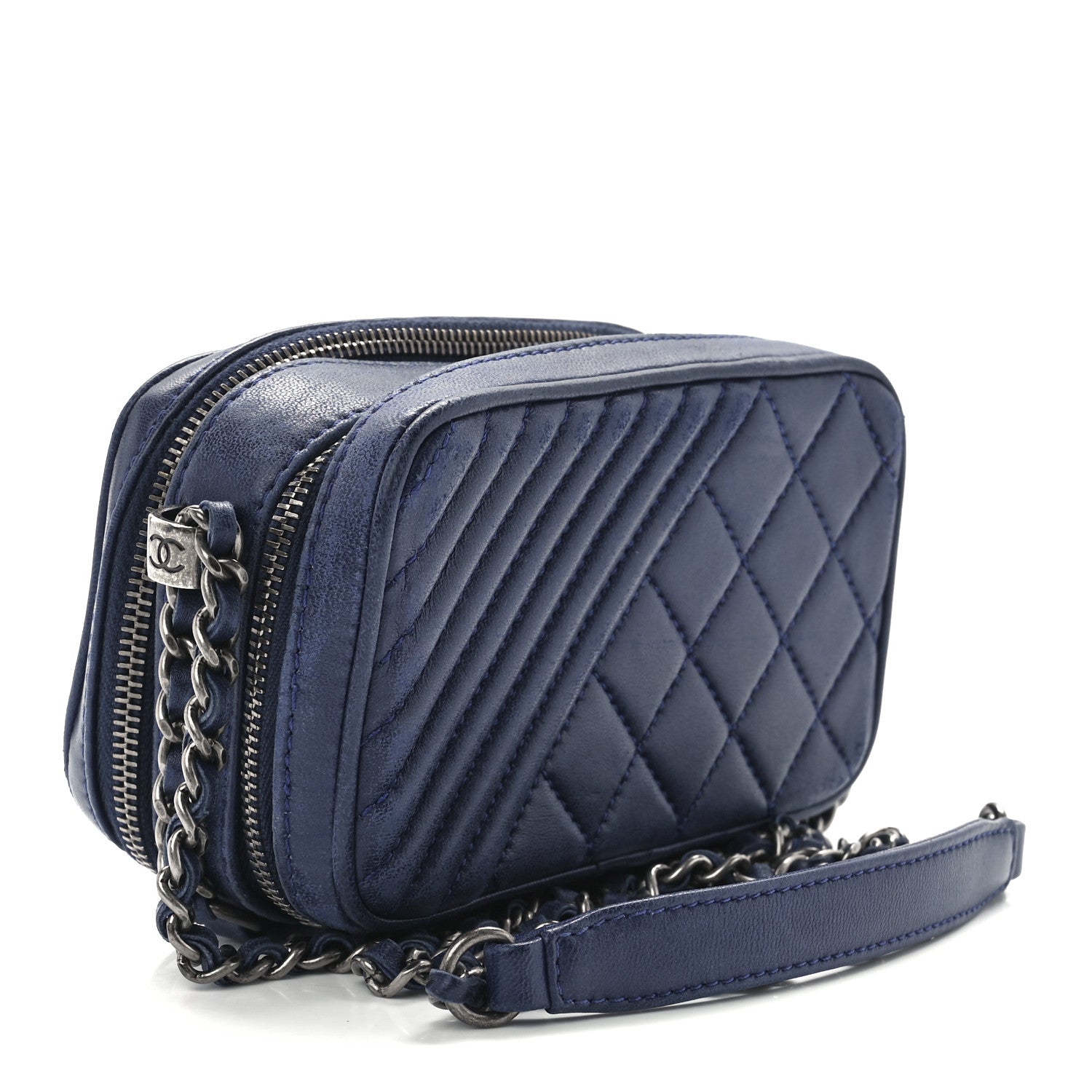 Chanel Lambskin Quilted Mini Coco Boy Camera Bag Blue 3 of 11