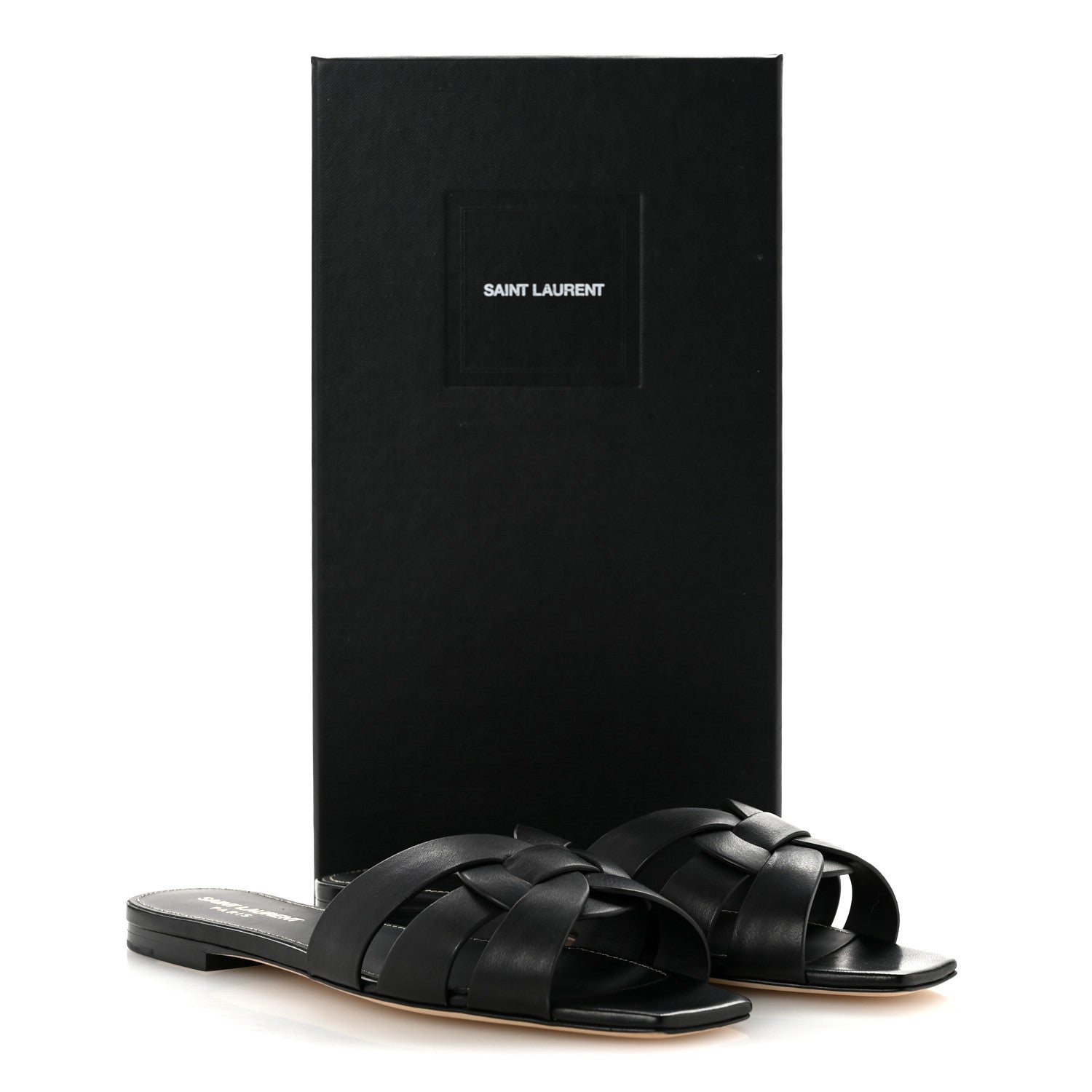 Saint Laurent Calfskin Tribute 05 Slide Sandals 36.5 Black 11 of 11