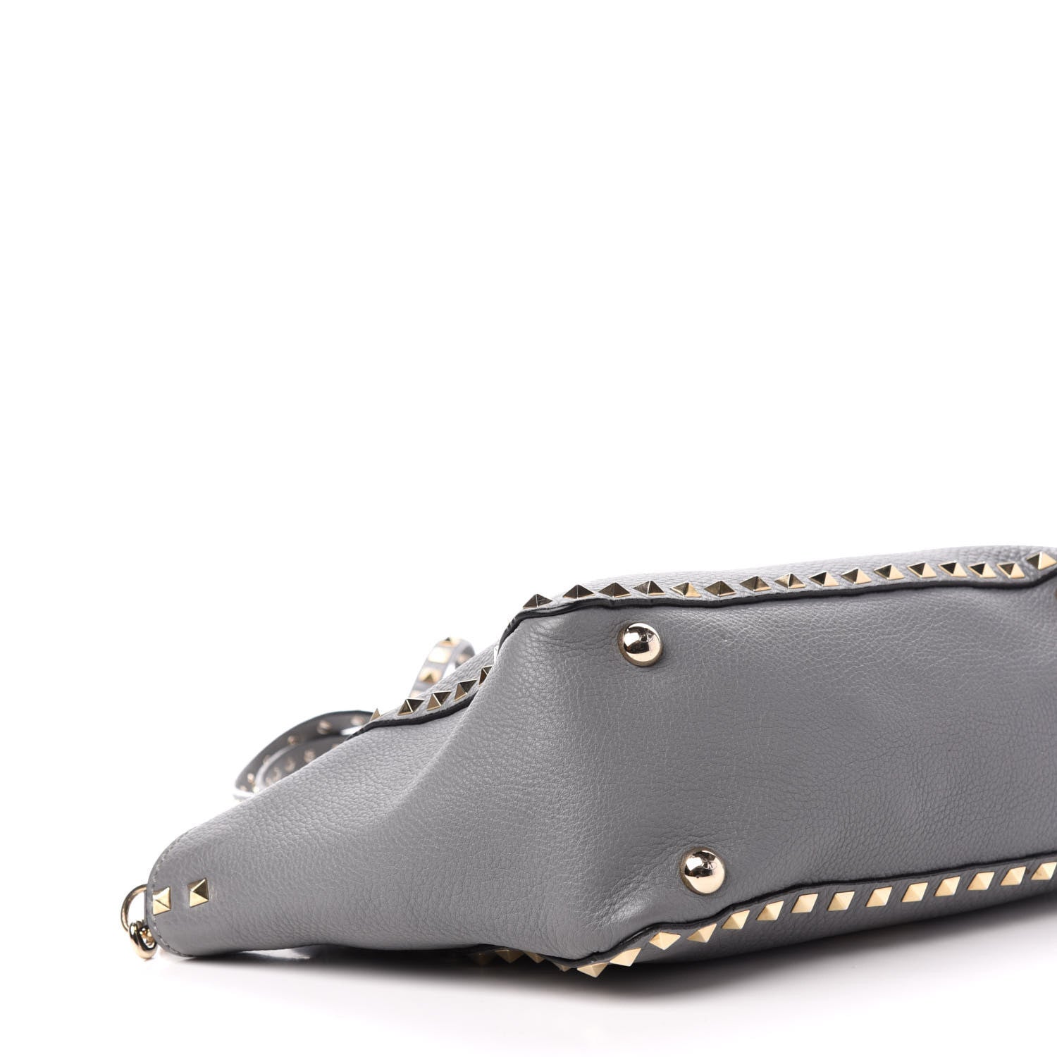Valentino Garavani Grained Calfskin Small Rockstud Tote Grey 9 of 12