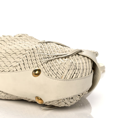 Salvatore Ferragamo Woven Calfskin Satchel White 6 of 17