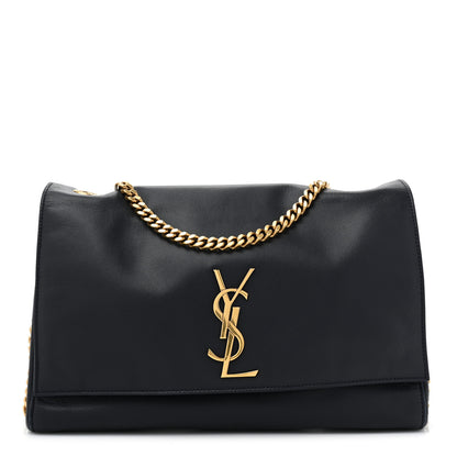 Saint Laurent SAINT LAURENT Smooth Calfskin Suede Medium Reversible Monogram Kate Satchel Navy 1 of 13