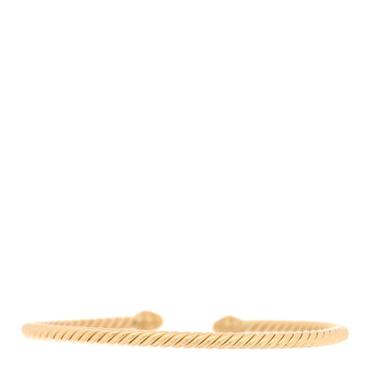 David Yurman 18K Yellow Gold Diamond 3mm Cablespira Bracelet 2 of 4