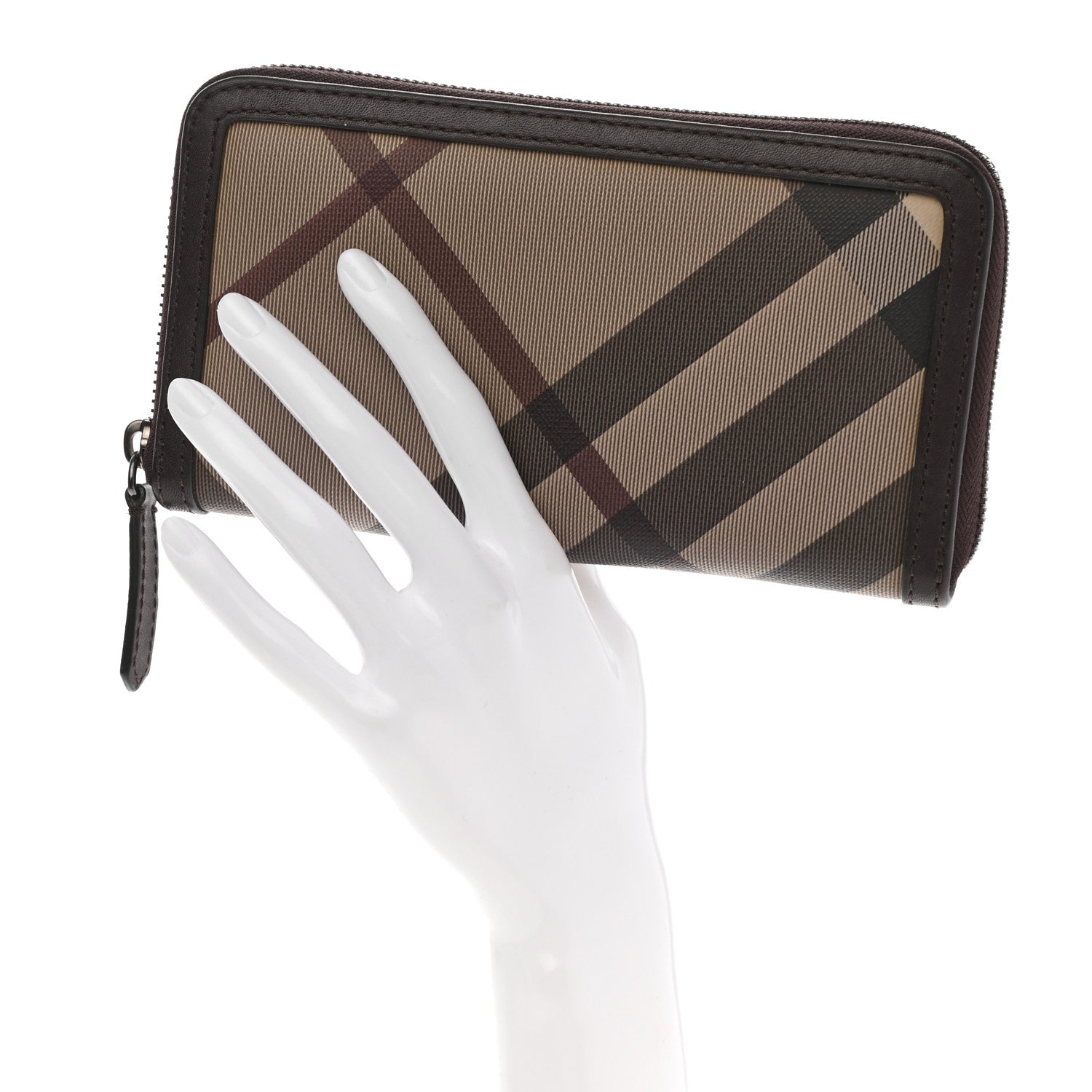Burberry Smoked Check Zip Around Wallet Chocolate 2 of 9