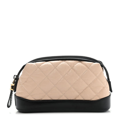 Chanel Aged Calfskin Quilted Gabrielle Cosmetic Case Beige Black 1 of 8