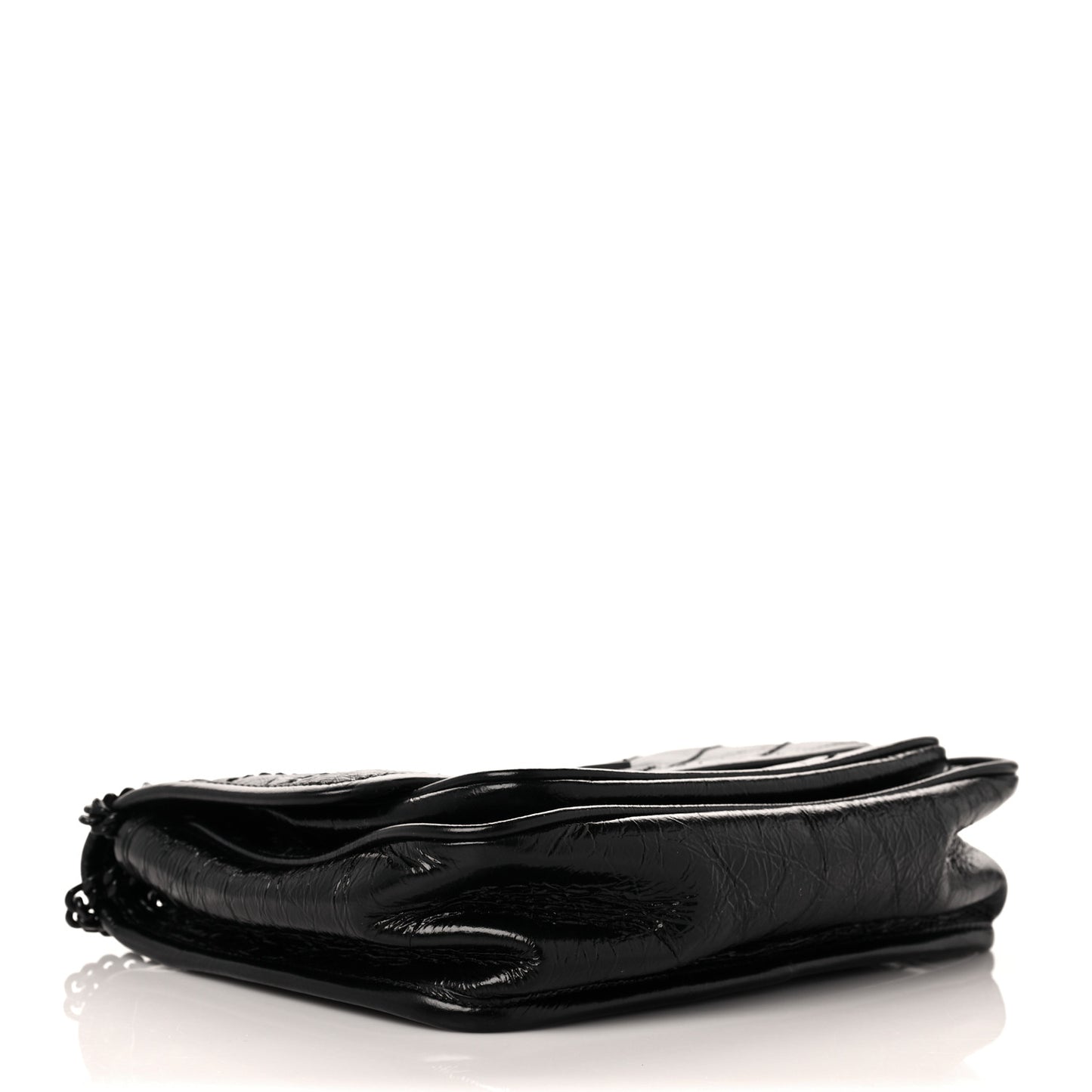 Crinkled Calfskin Matelasse Monogram Baby Niki Chain Satchel Black