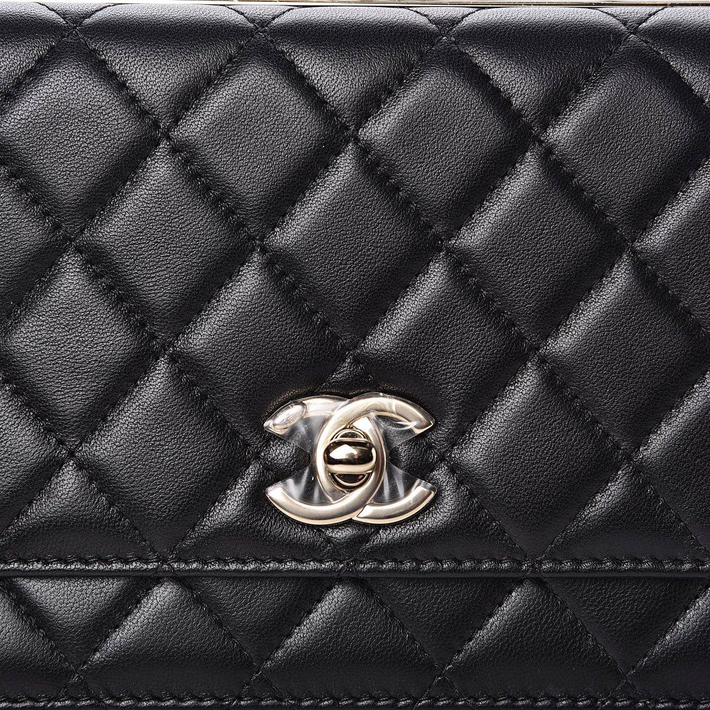 Lambskin Quilted Trendy CC Wallet On Chain WOC Black