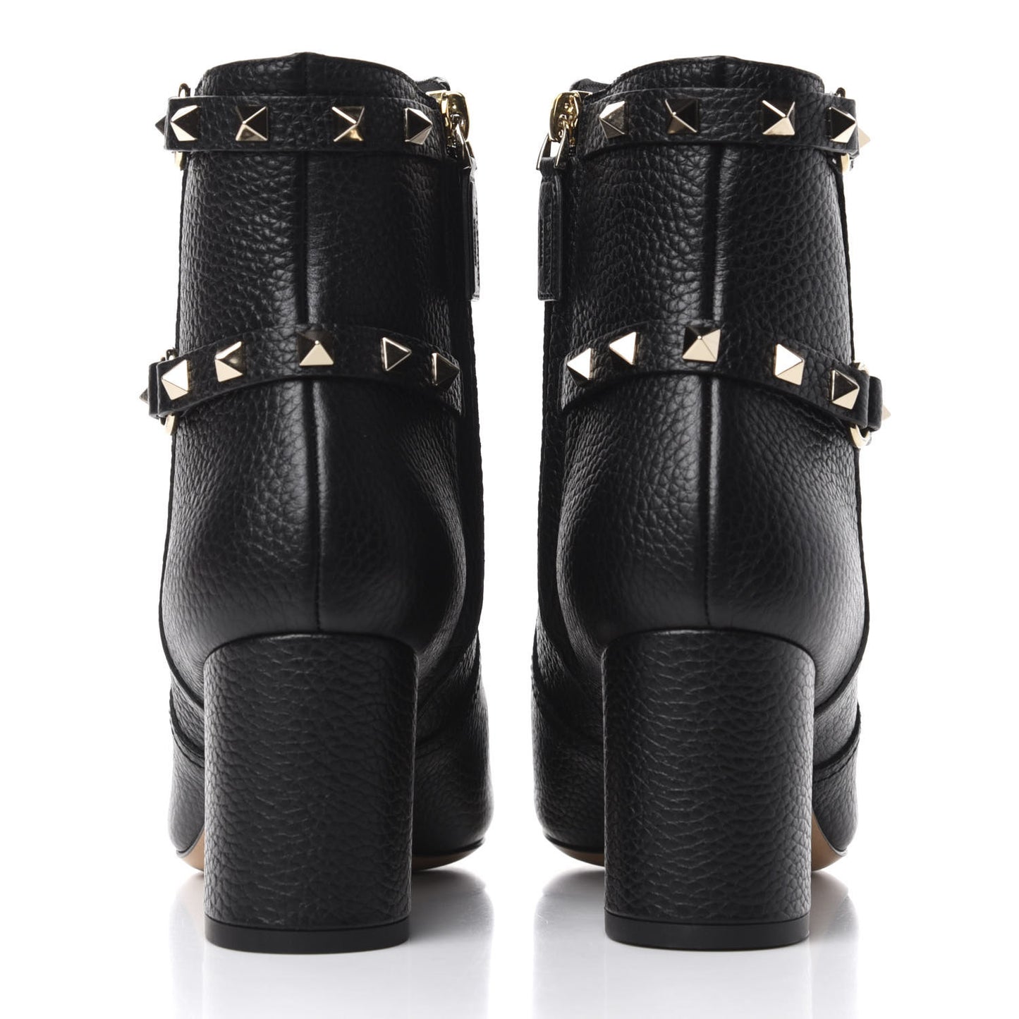 Pebbled Calfskin Rockstud 70mm Ankle Boots 37 Black