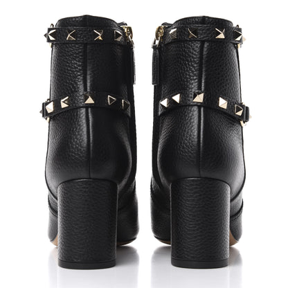 Valentino Garavani Pebbled Calfskin Rockstud 70mm Ankle Boots 37 Black 7 of 11
