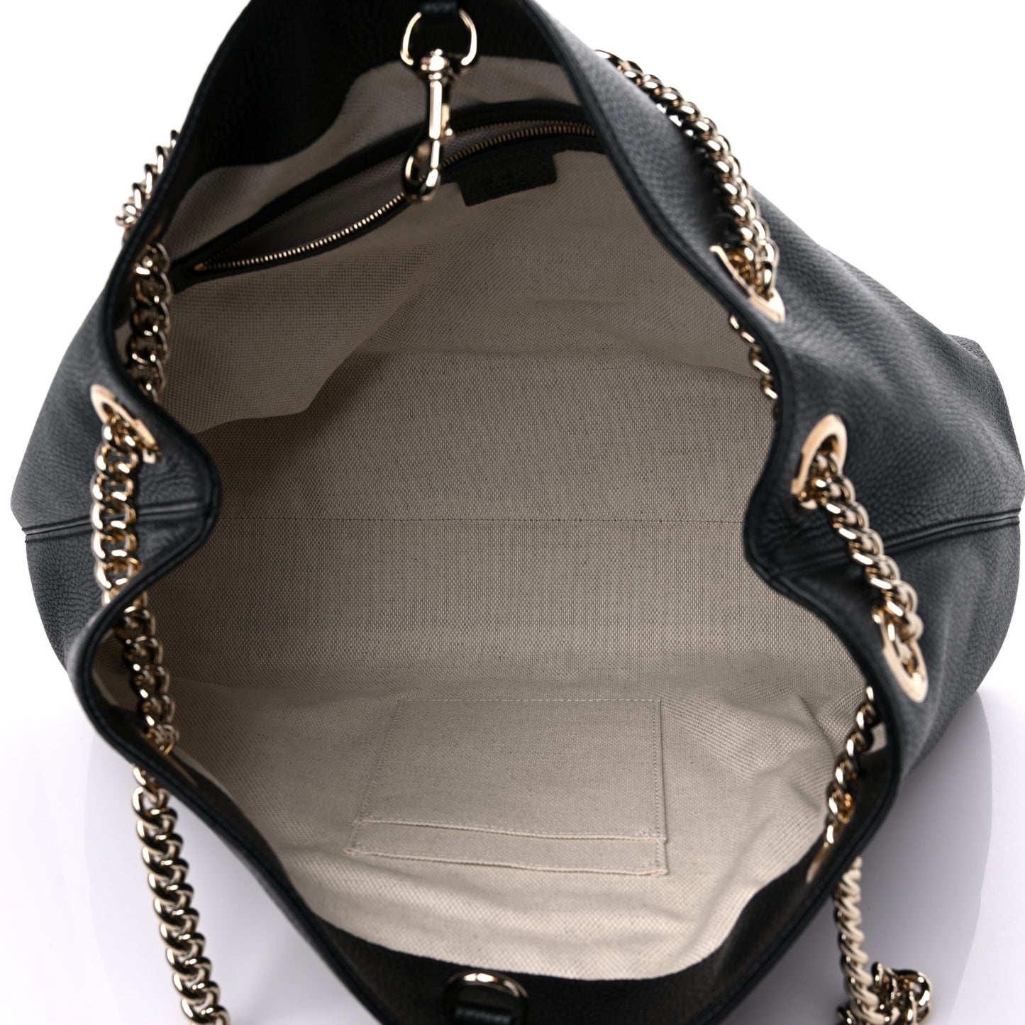 Pebbled Calfskin Medium Soho Chain Shoulder Bag Black