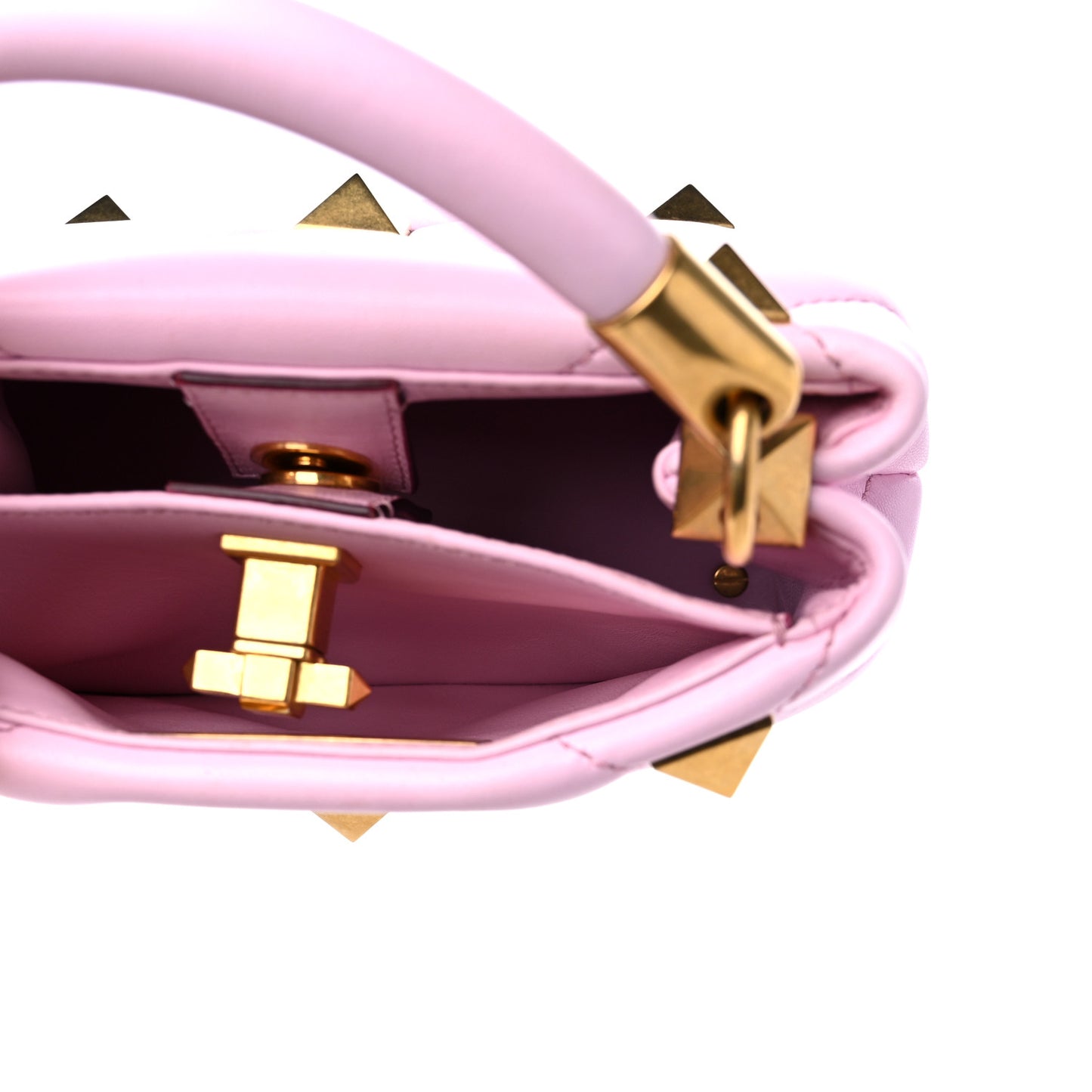 Nappa Mini Roman Stud The Handle Bag Pink Borealis