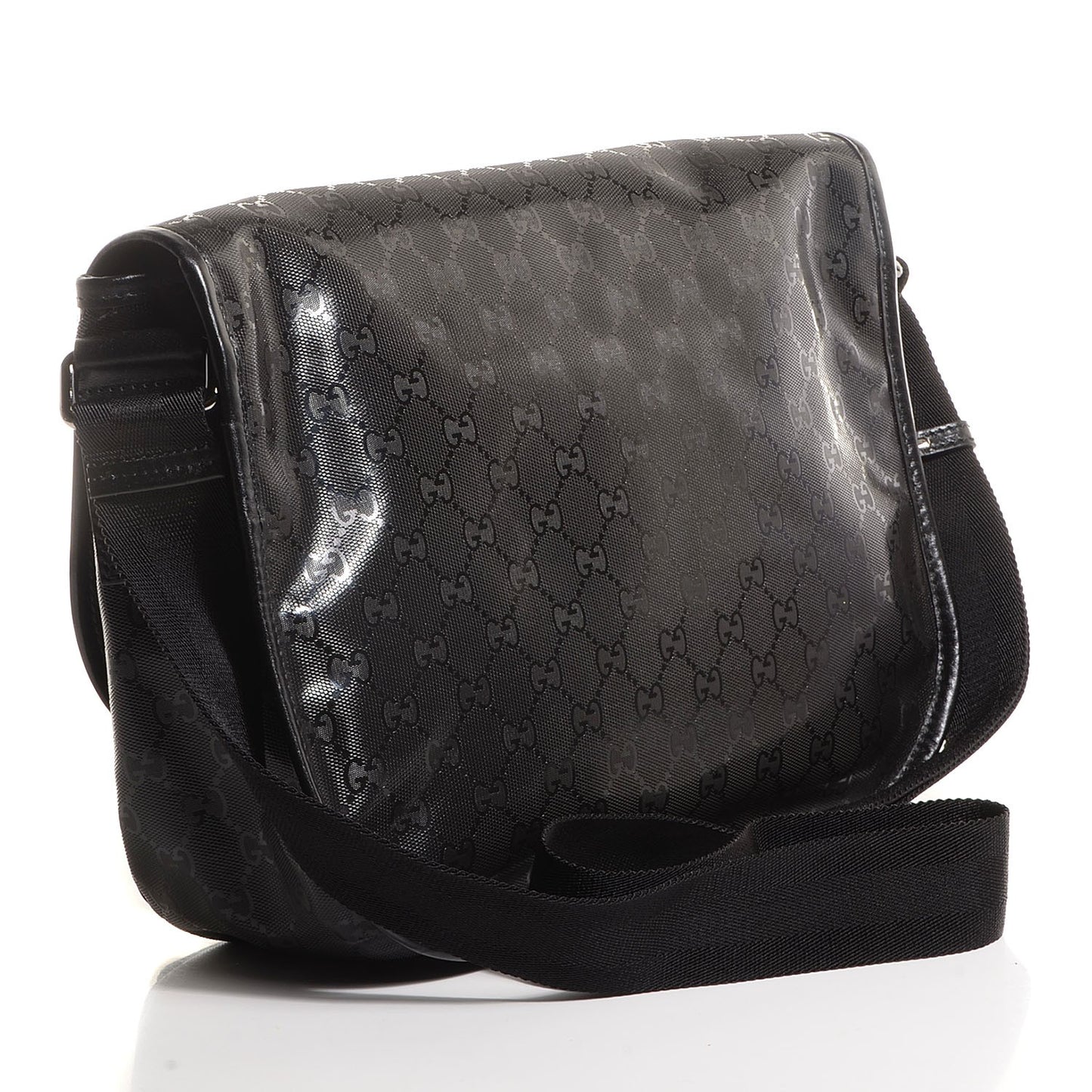 Imprime Monogram Medium Double Buckle Flap Messenger Bag Black