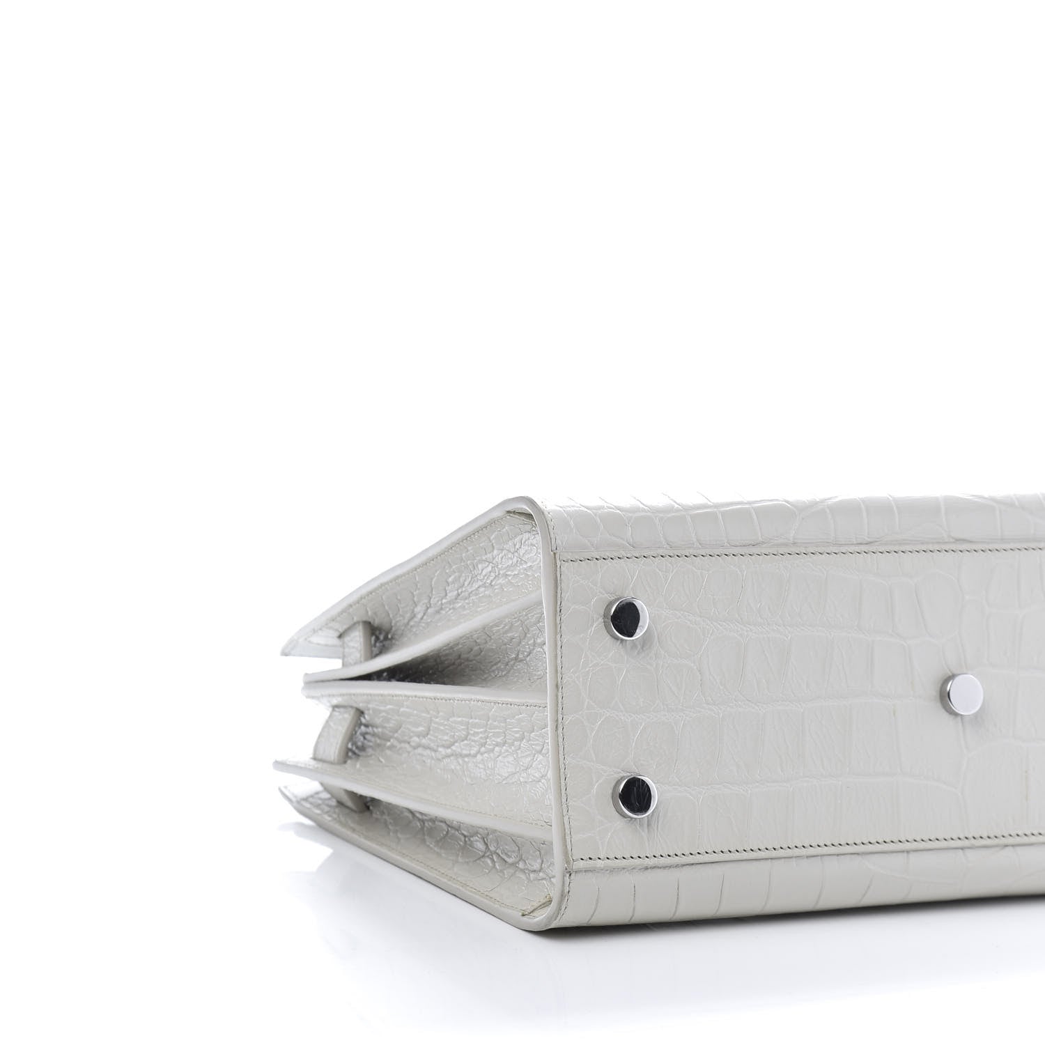 Saint Laurent Calfskin Crocodile Embossed Baby Sac De Jour Gris Perle 5 of 9