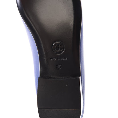 Chanel Lambskin Cap Toe CC Ballerina Flats 35 Blue Black 6 of 8