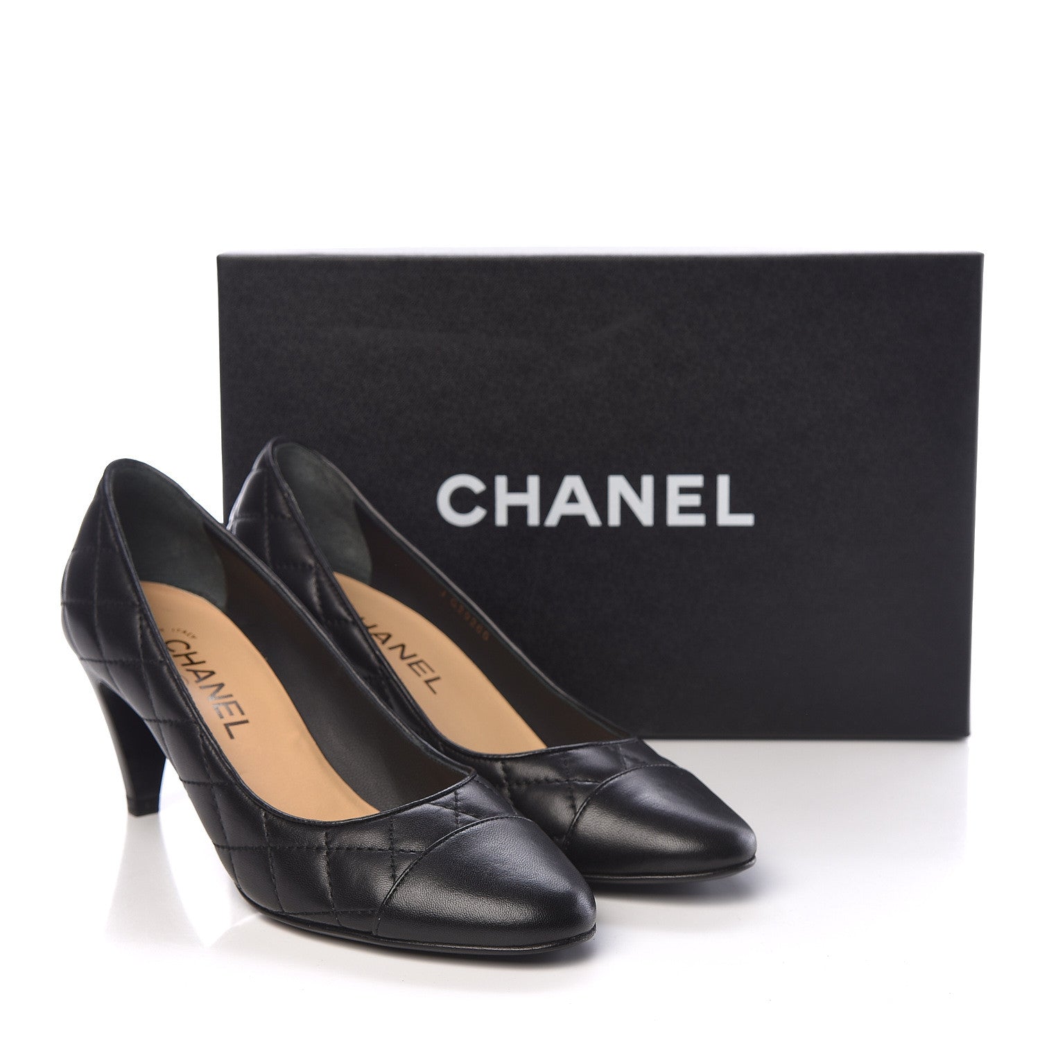Chanel Lambskin Quilted Cap Toe Pumps 37 Black 9 of 9