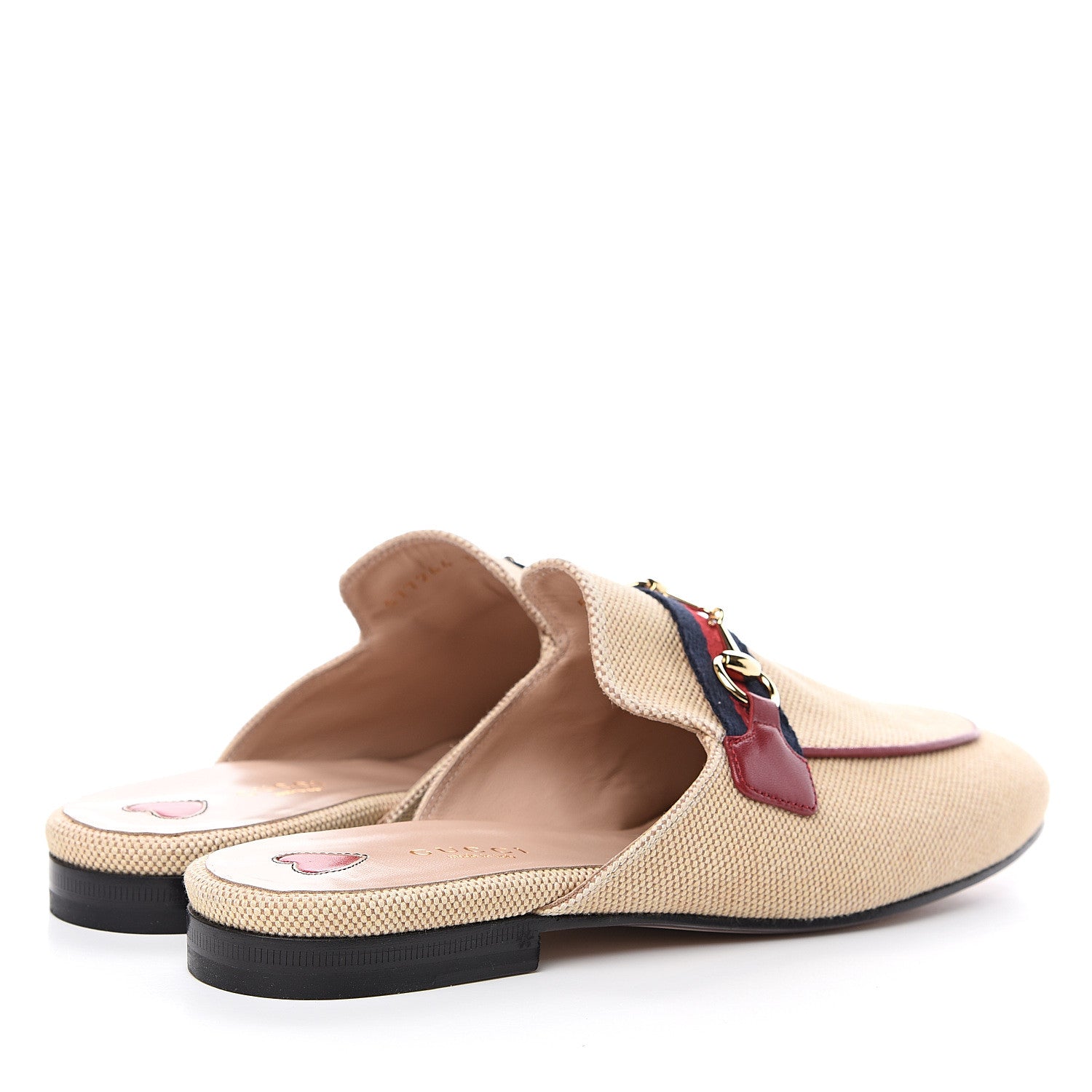 Gucci Canvas Vintage Charlotte Web Princetown Slippers 38.5 Sand Cuir 4 of 9