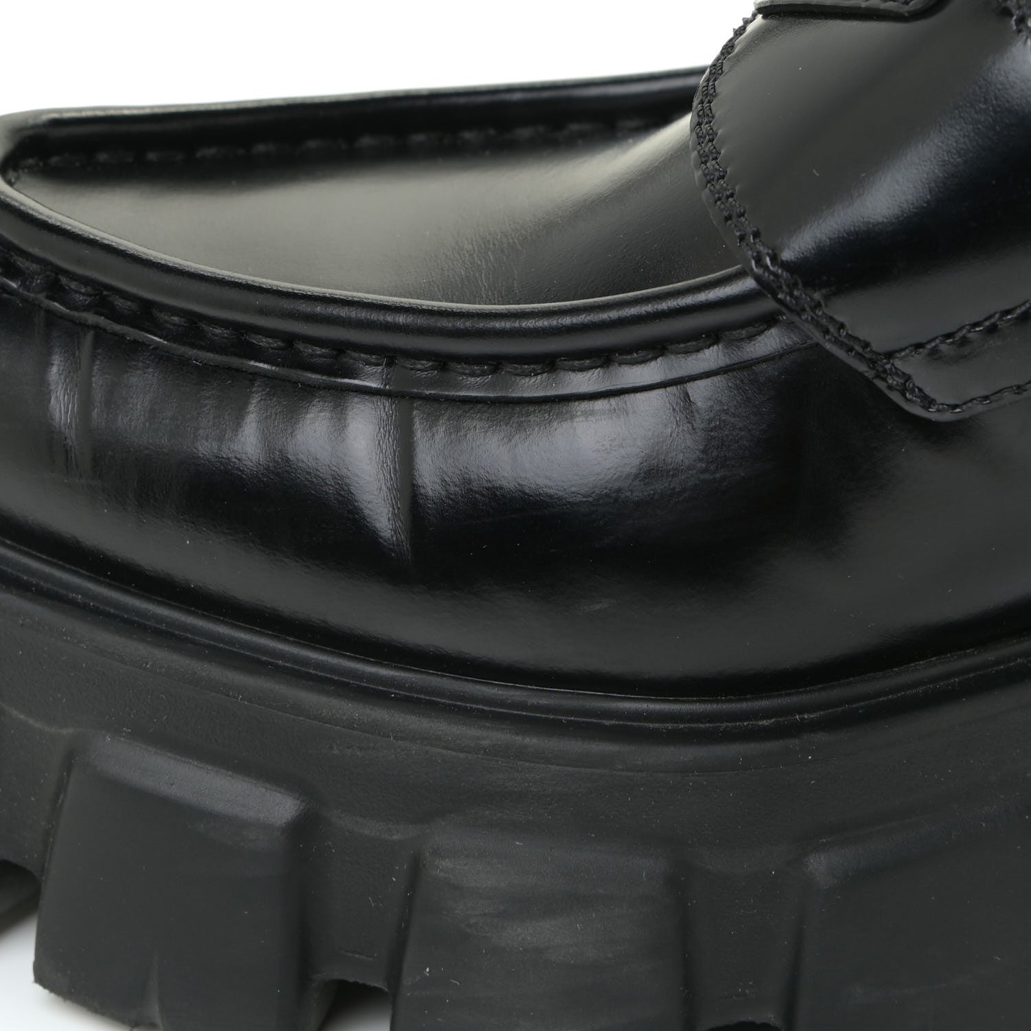 Prada Spazzolato Triangle Logo Monolith Pointy 55mm Loafers 37.5 Black 15 of 17