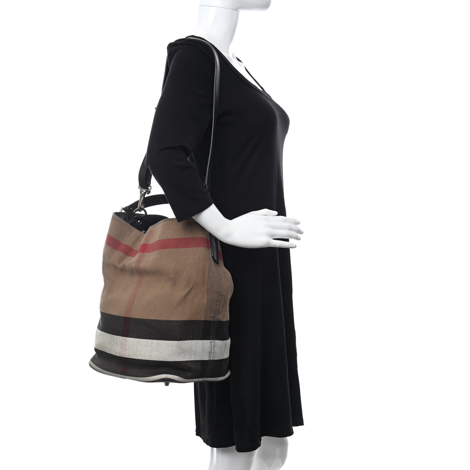 Burberry Canvas Mega Check Medium Ashby Hobo Saddle Black 2 of 19