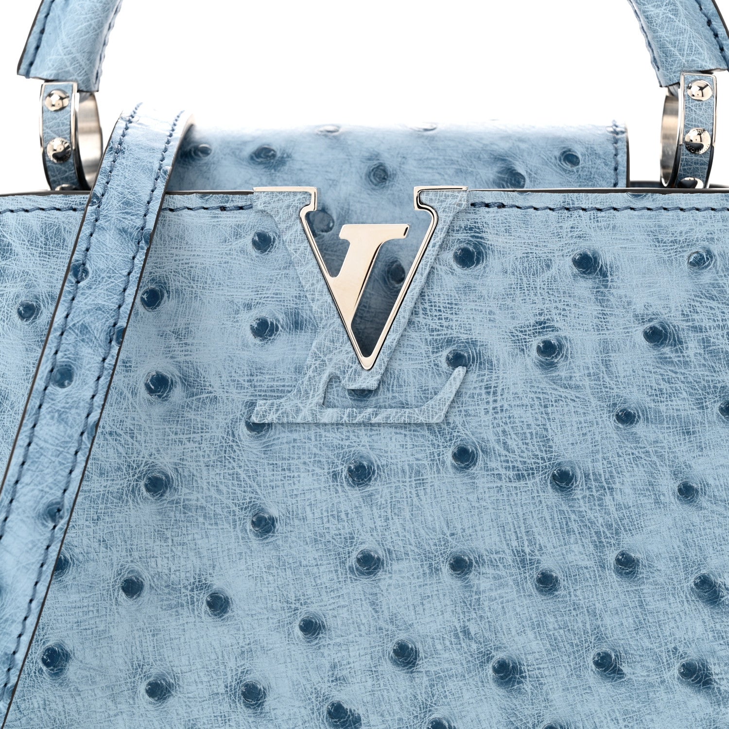 Louis Vuitton Ostrich Capucines Mini Blue Denim 7 of 10