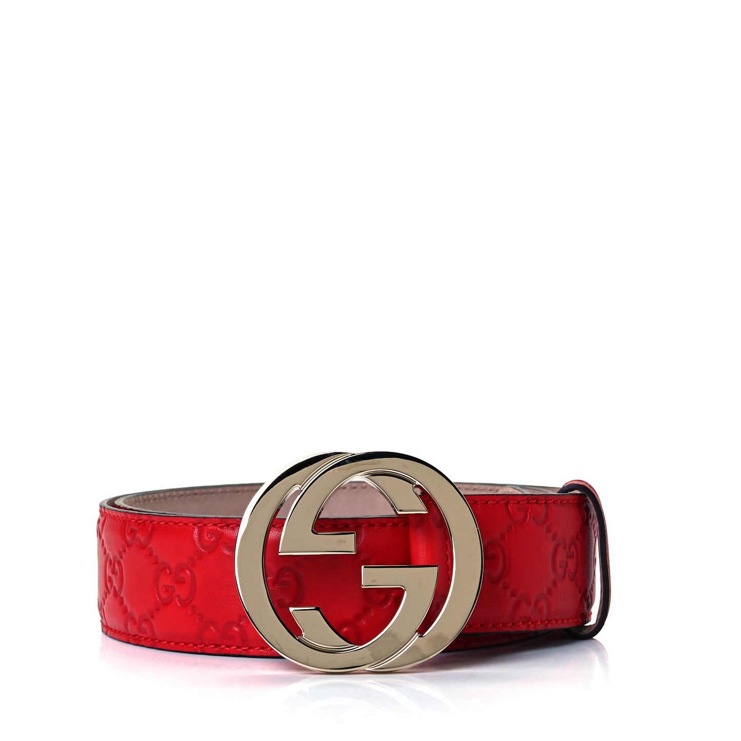 Guccissima Signature Interlocking G 40mm Belt 95 38 Hibiscus Red