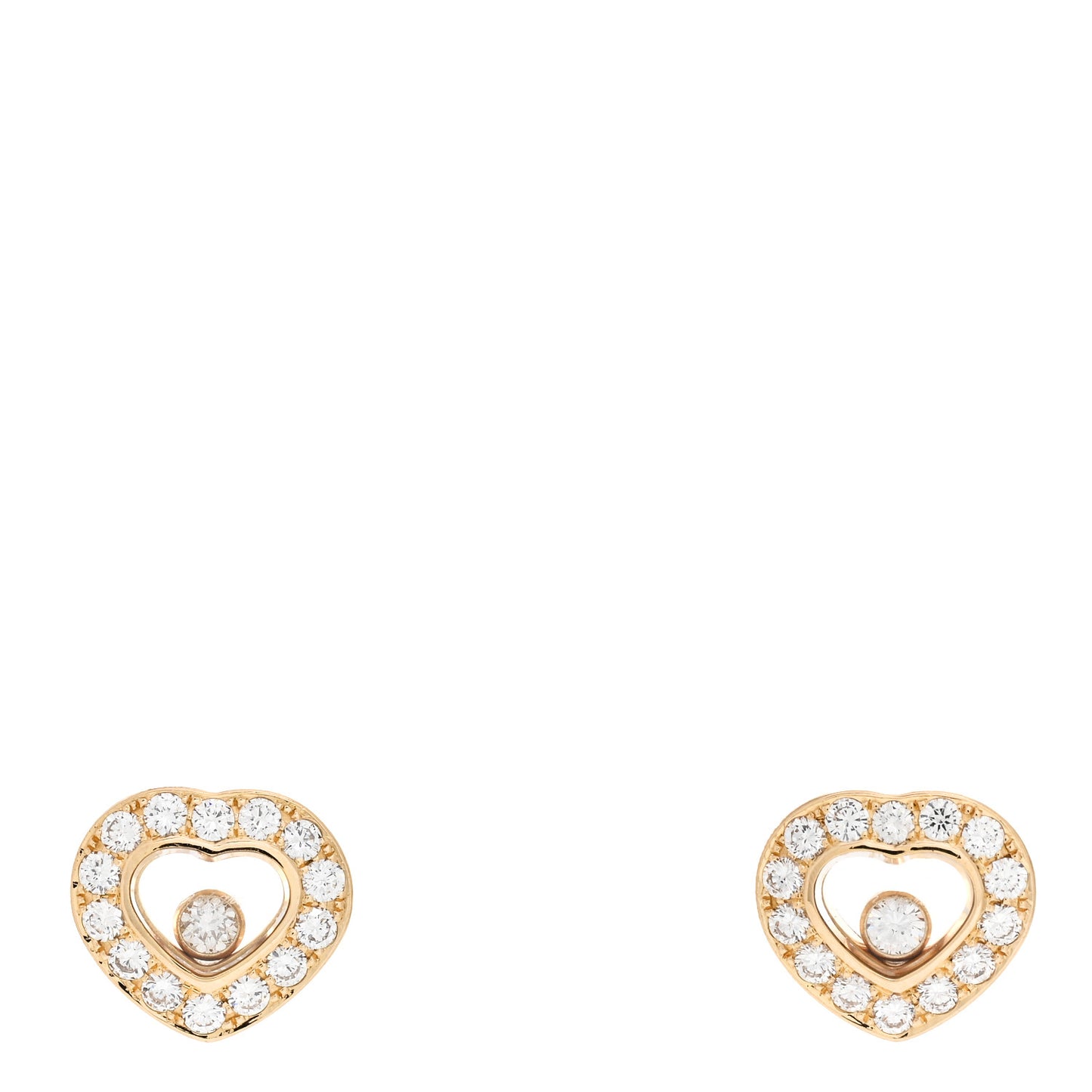 18K Yellow Gold Diamond Happy Diamonds Icons Heart Earrings