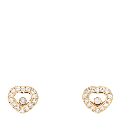 Chopard 18K Yellow Gold Diamond Happy Diamonds Icons Heart Earrings 1 of 4