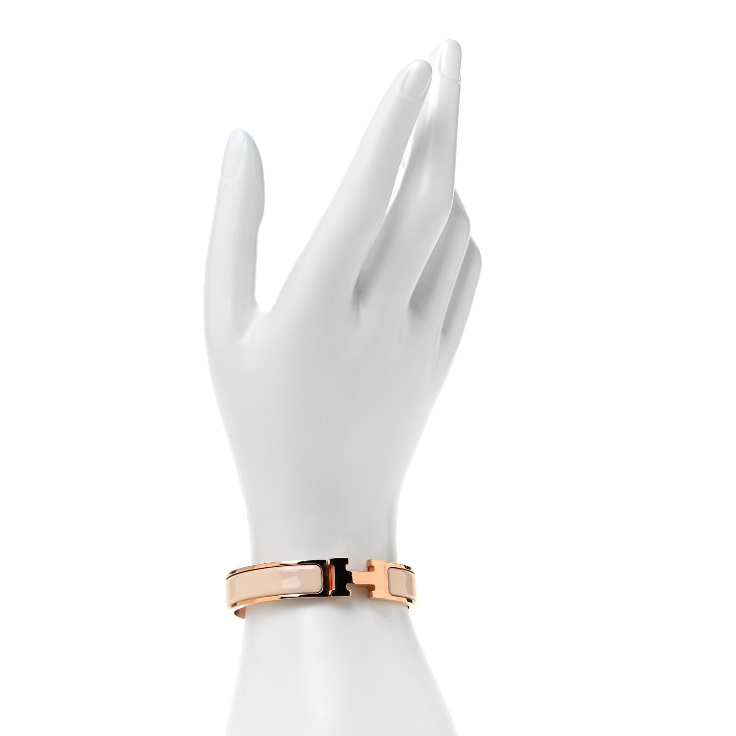 Hermes Enamel Narrow Clic Clac H Bracelet PM Beige Nacre 2 of 4